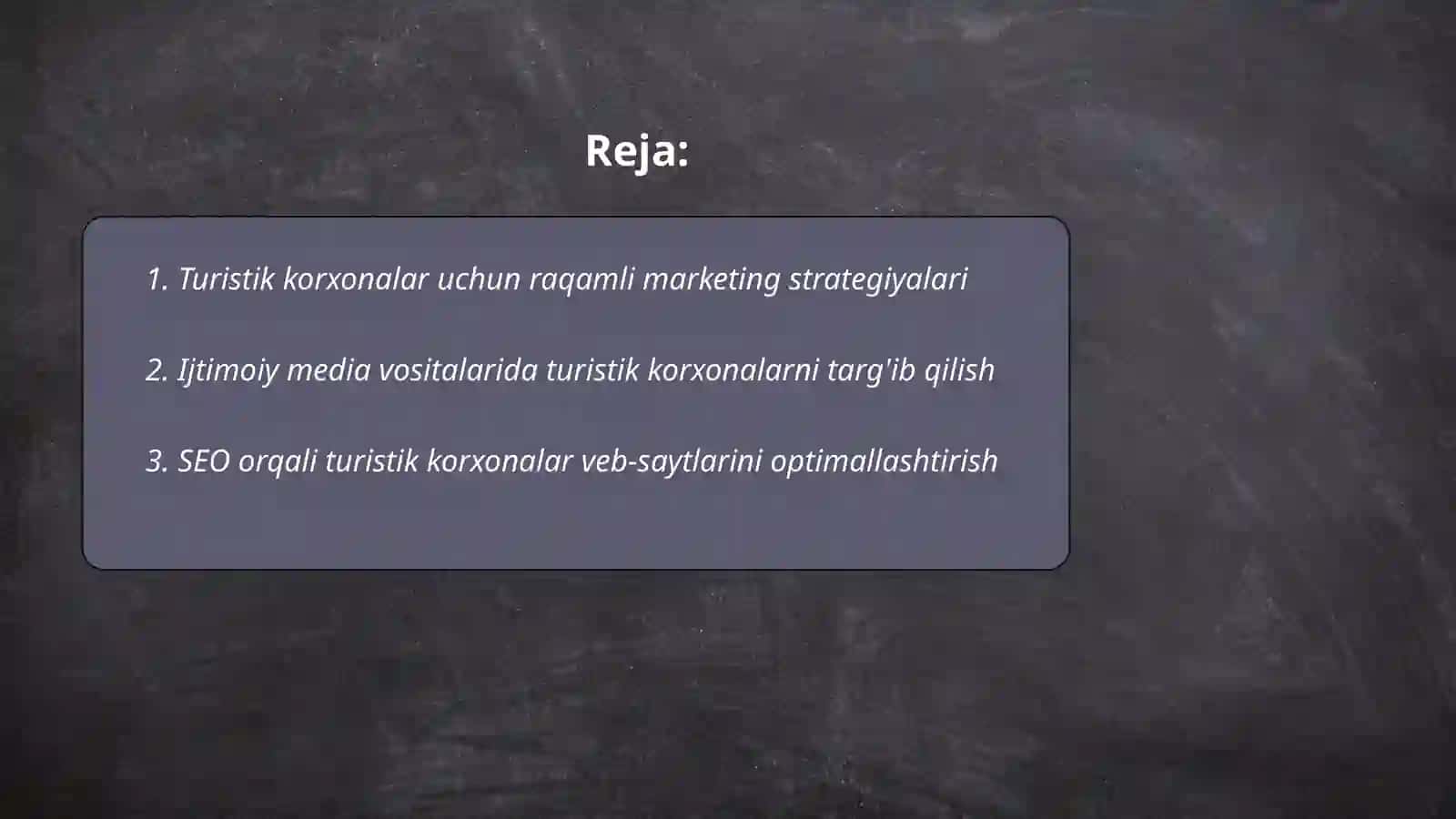 Turistik korxonlarda marketingni rivojlantirish 2