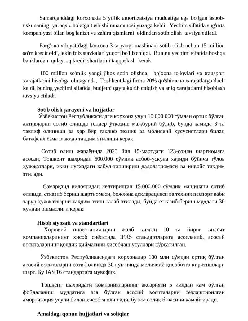 Asosiy vositalar kirim qilish hisobi 2