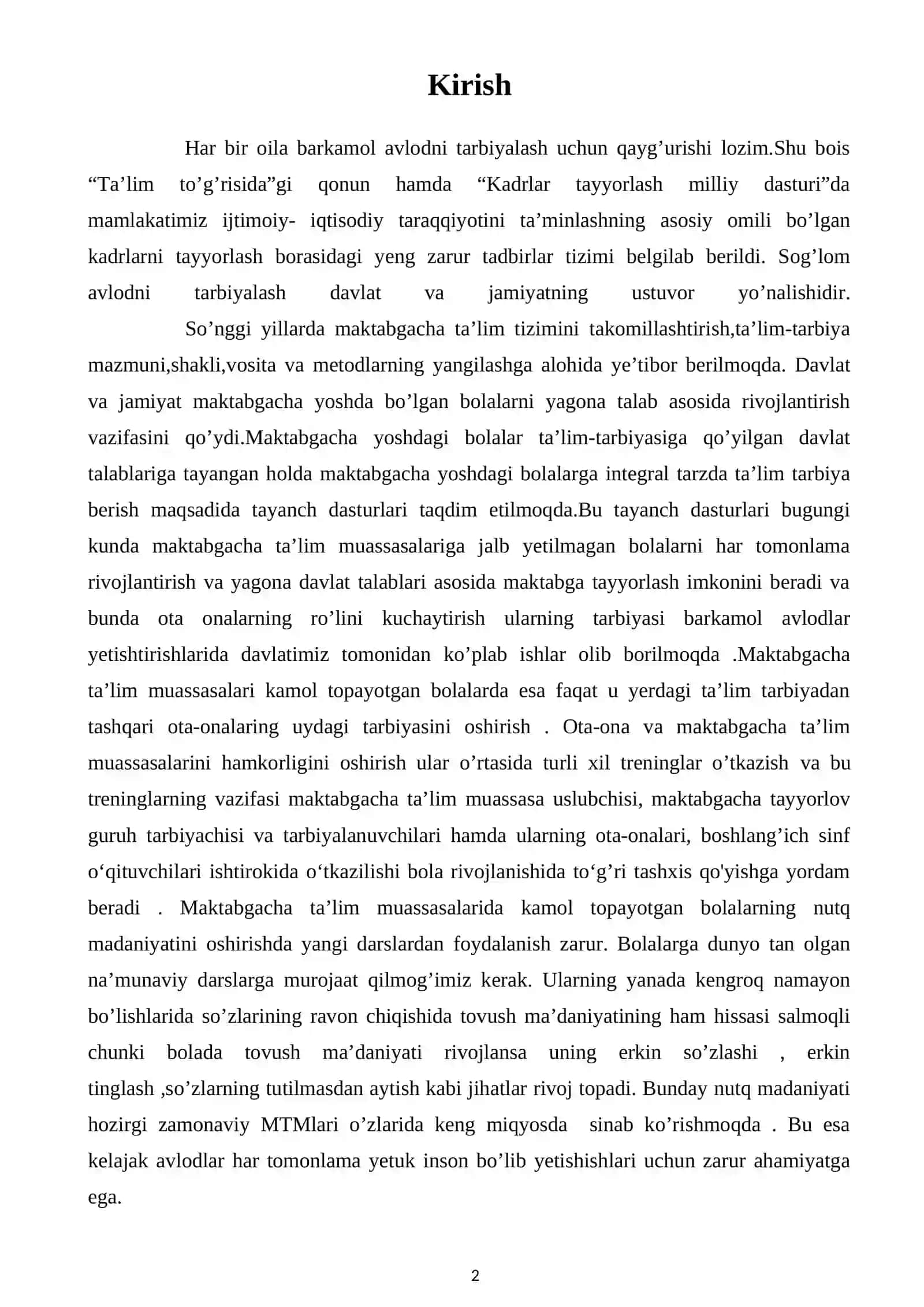 Nutqning tovush madaniyatini tarbiyalash bo'yicha mashg'ulotlarning tuzilishi 2