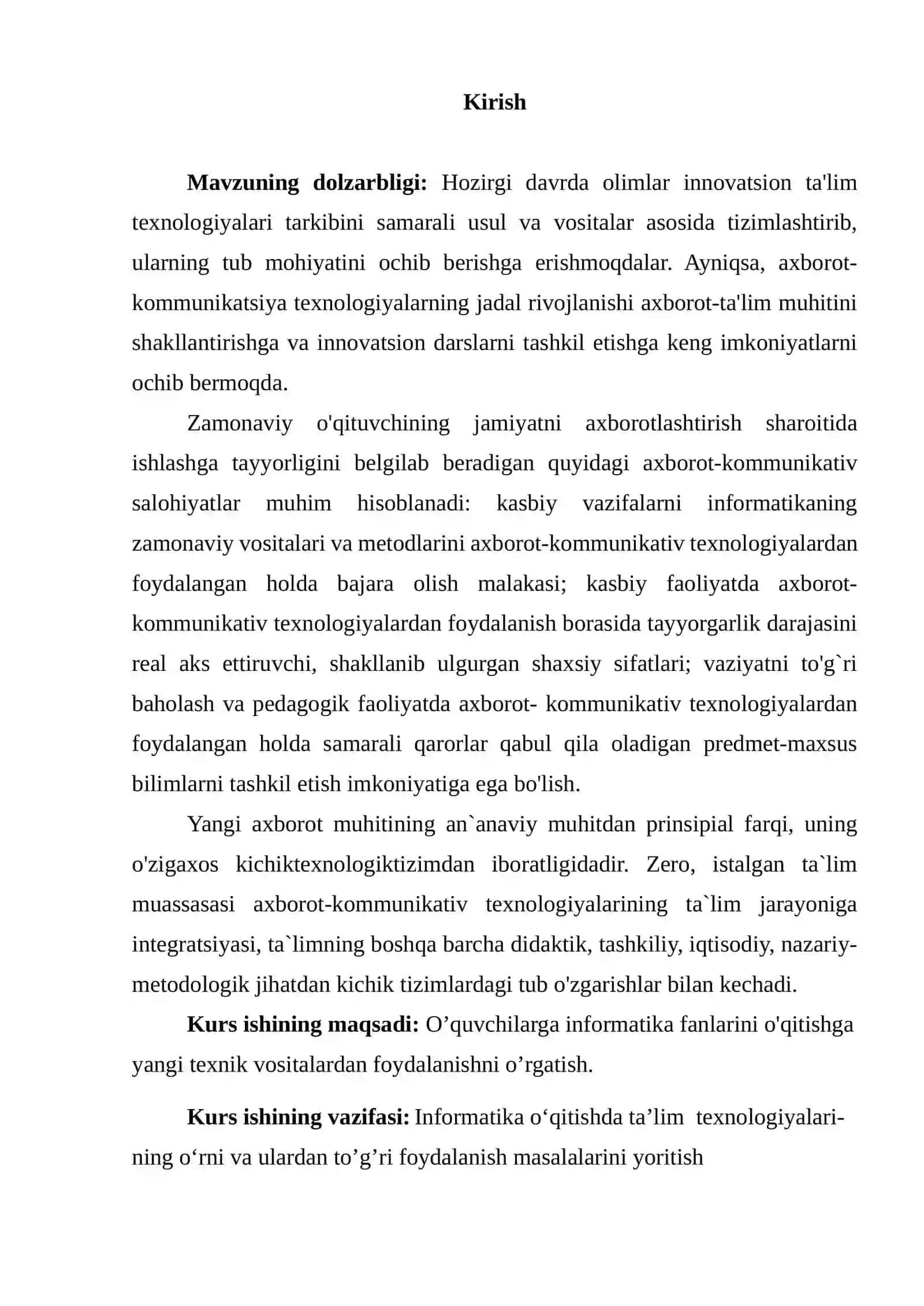 Informatikani o’qitishda zamonaviy pedagogik texnologiyalarning o’rni 2