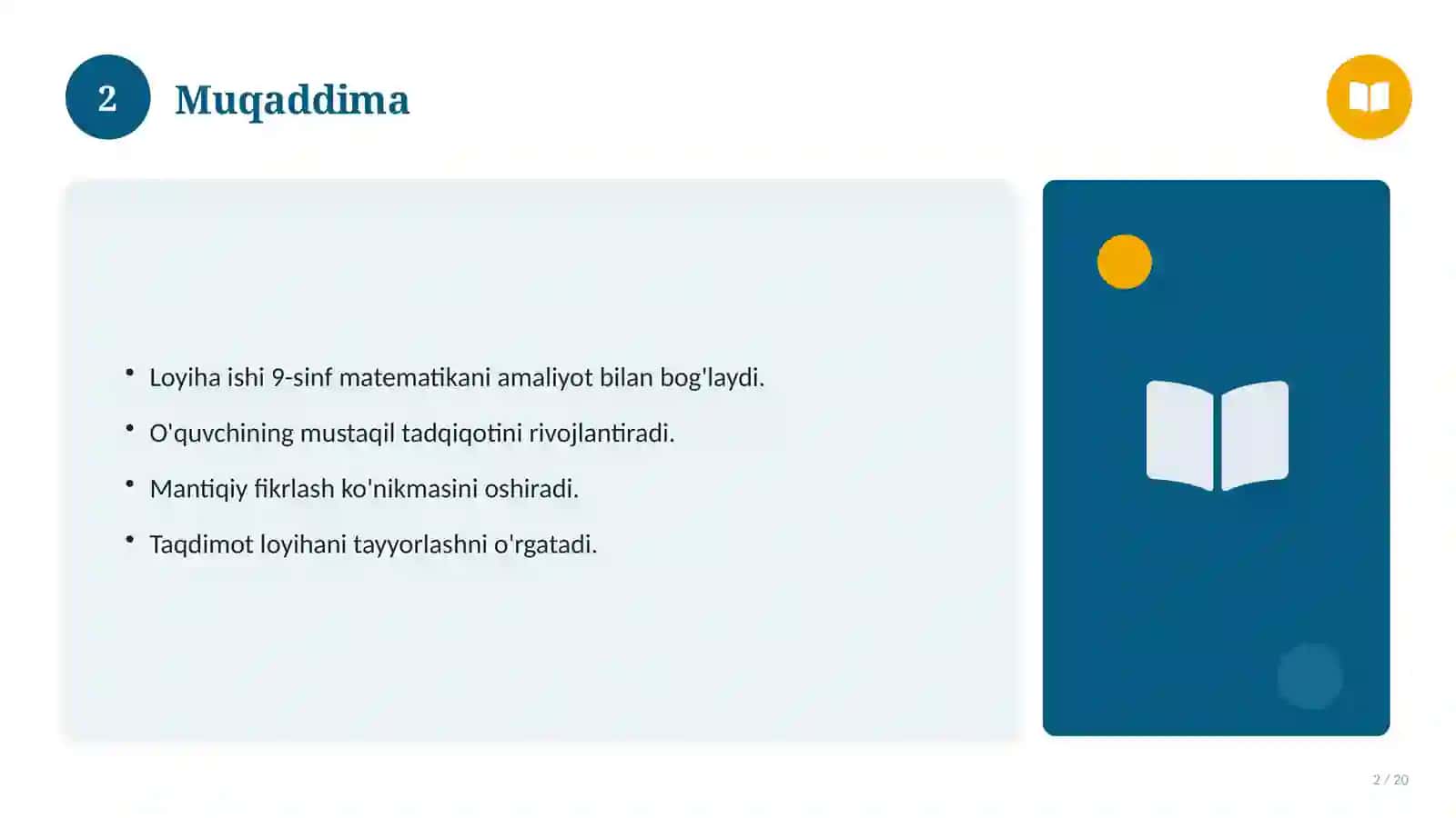 9-sinf Matematika fanidan loyiha ishi 2