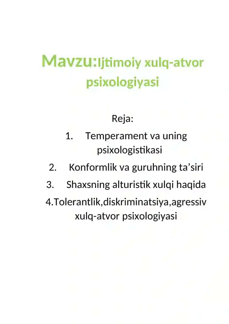 Temperament va uning psixologistikasi 2
