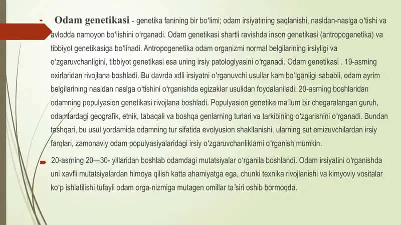 Odam genetikasini o’rganish usullari 2