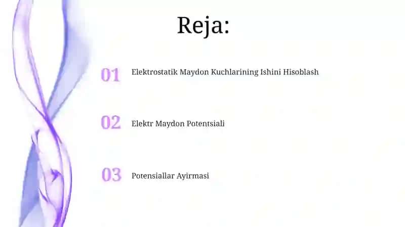 Elektrostatik Maydon Kuchlarining Ishini Hisoblash 2