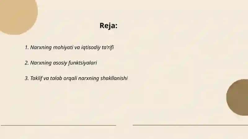 Narxning moxiyati va shakllanishi 2