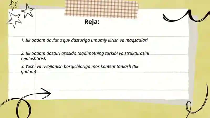 Ilk qadam davlat o'quv dasturi asosida taqtimot 2