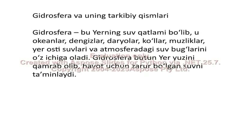 Gidrosfera va uning tarkibiy qismlari 2