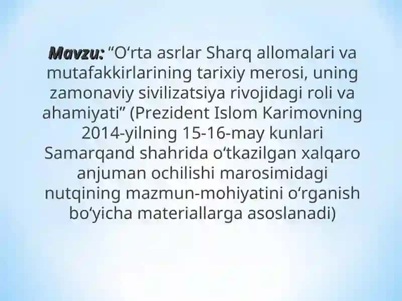O‘rta Asrlar Sharq Allomalarining Tarixiy Merosi 2