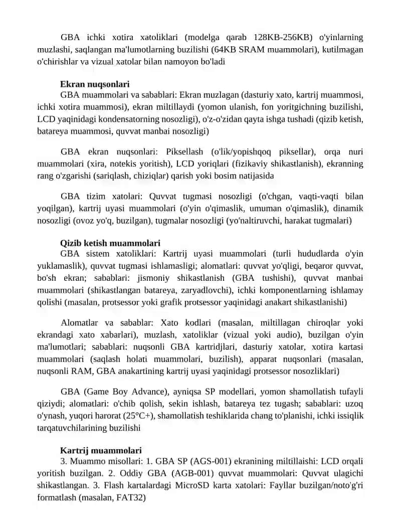GBAni ta’minlash tizimi nosozliklari, ularning alomatlari va kelib chiqish sabablari 2
