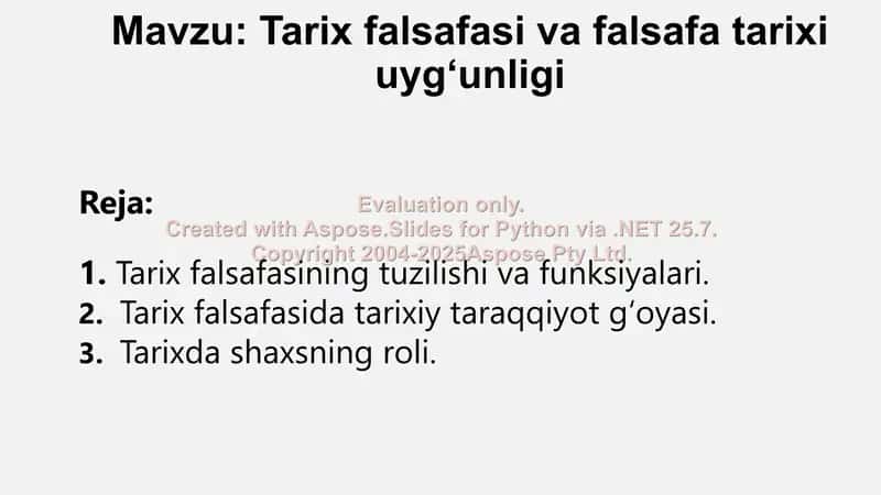 Tarix falsafasi va falsafa tarixi uygʻunligi mustaqil ishi 2