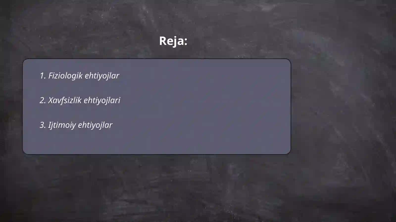 Ehtiyojlarning klassifikatsiyasi 2