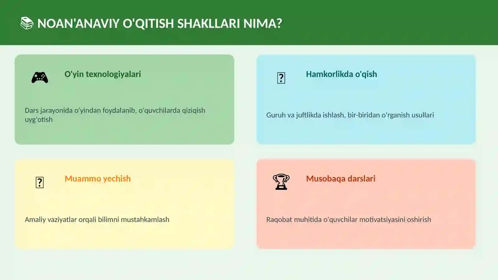 INFORMATIKA VA AXBOROT TEXNOLOGIYALARI FANINI O'QITISHDA NOAN'ANAVIY SHAKLLARDAN FOYDALANISH 2