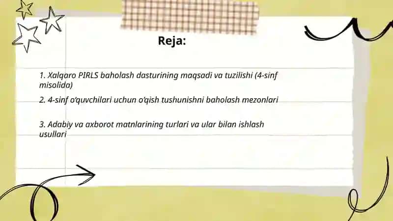 Xalqaro PIRLS baholash dasturiga tayyorlash(4-sinf misolida) 2