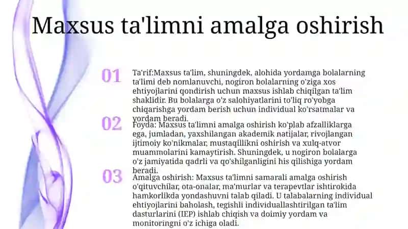 Alohida Yordamga Muhtoj Bolalarning Ta'Limi Yangi Ta'LimiyAmaliyotSifatida 2