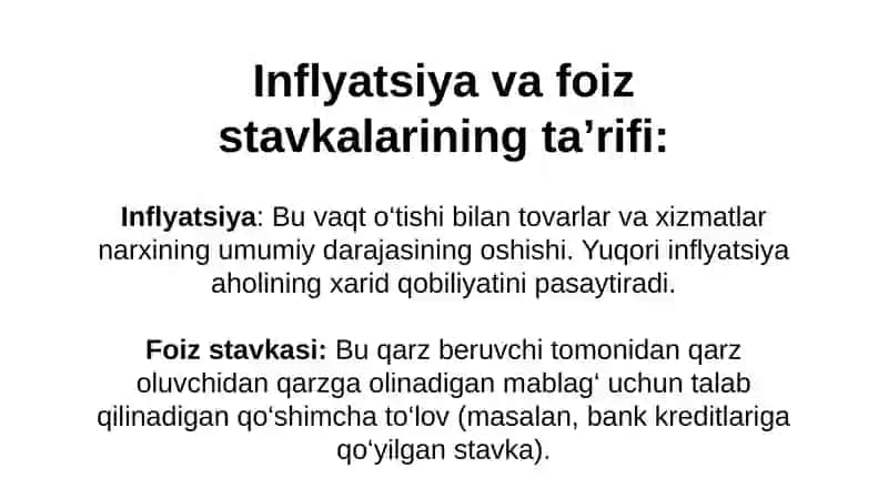 Inflyatsiya va foiz stavkalar o'rtasidagi bog'liqlik 2