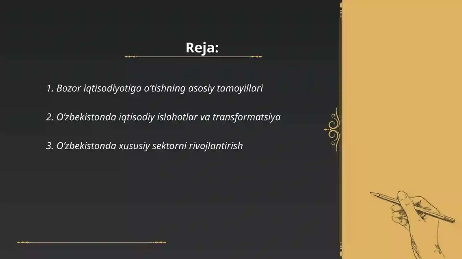 Bozor iqtisodiyotiga oʻtish davri va unda Oʻzbekistondagi xususiyatlari 2