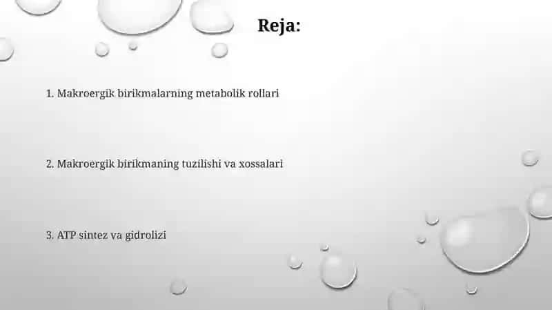 Makroergik birikmalar va ularning moddalar almashinuvidagi oʼrni 2