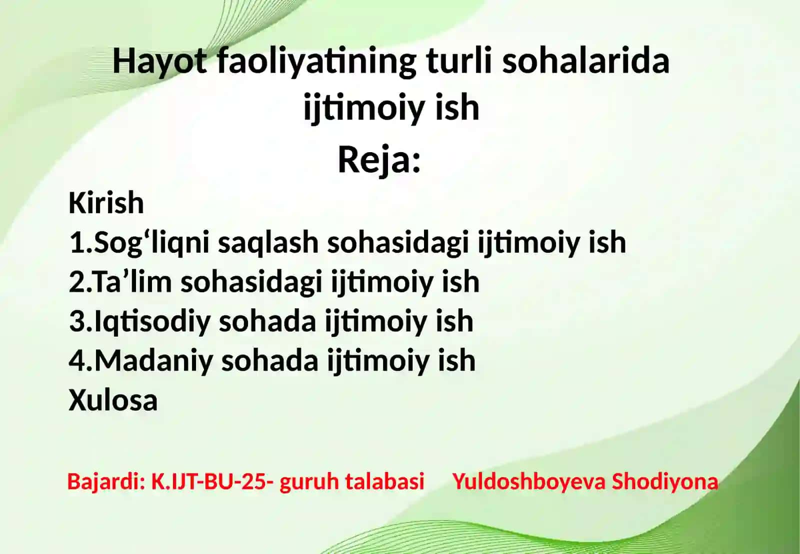 Ijtimoiy ish faoliyati 2