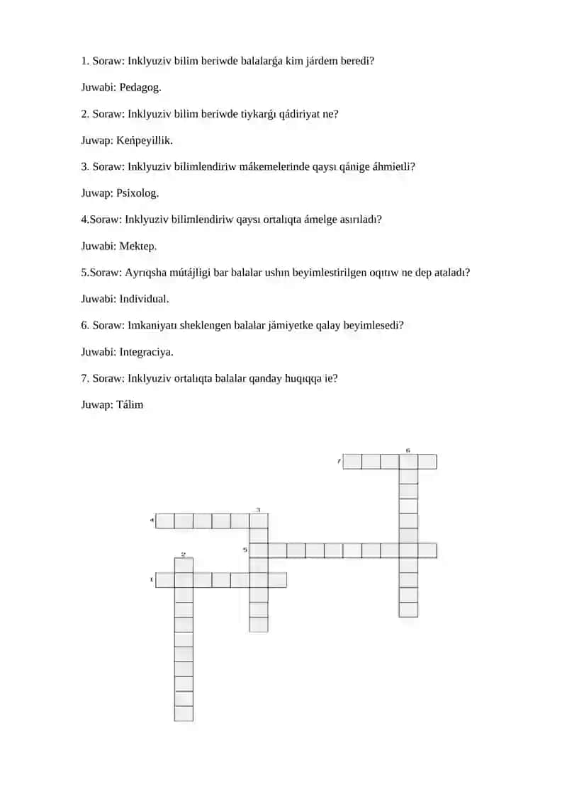 Inklyuziv bilim beriwde balalarǵa kim járdem beredi? 2