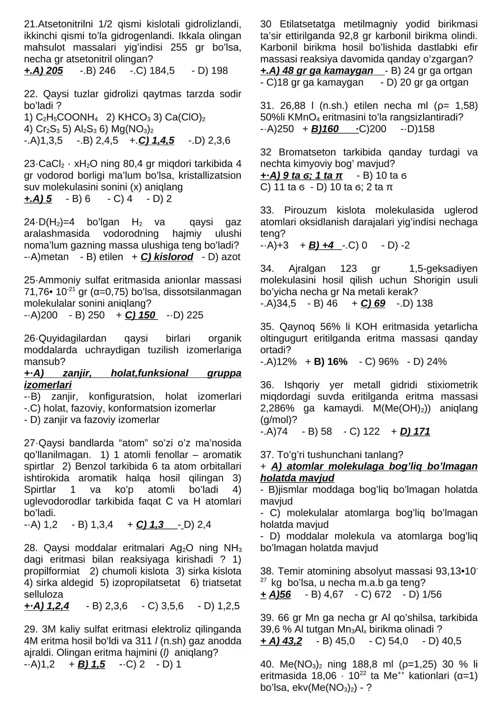 Massa nisbatlari 2