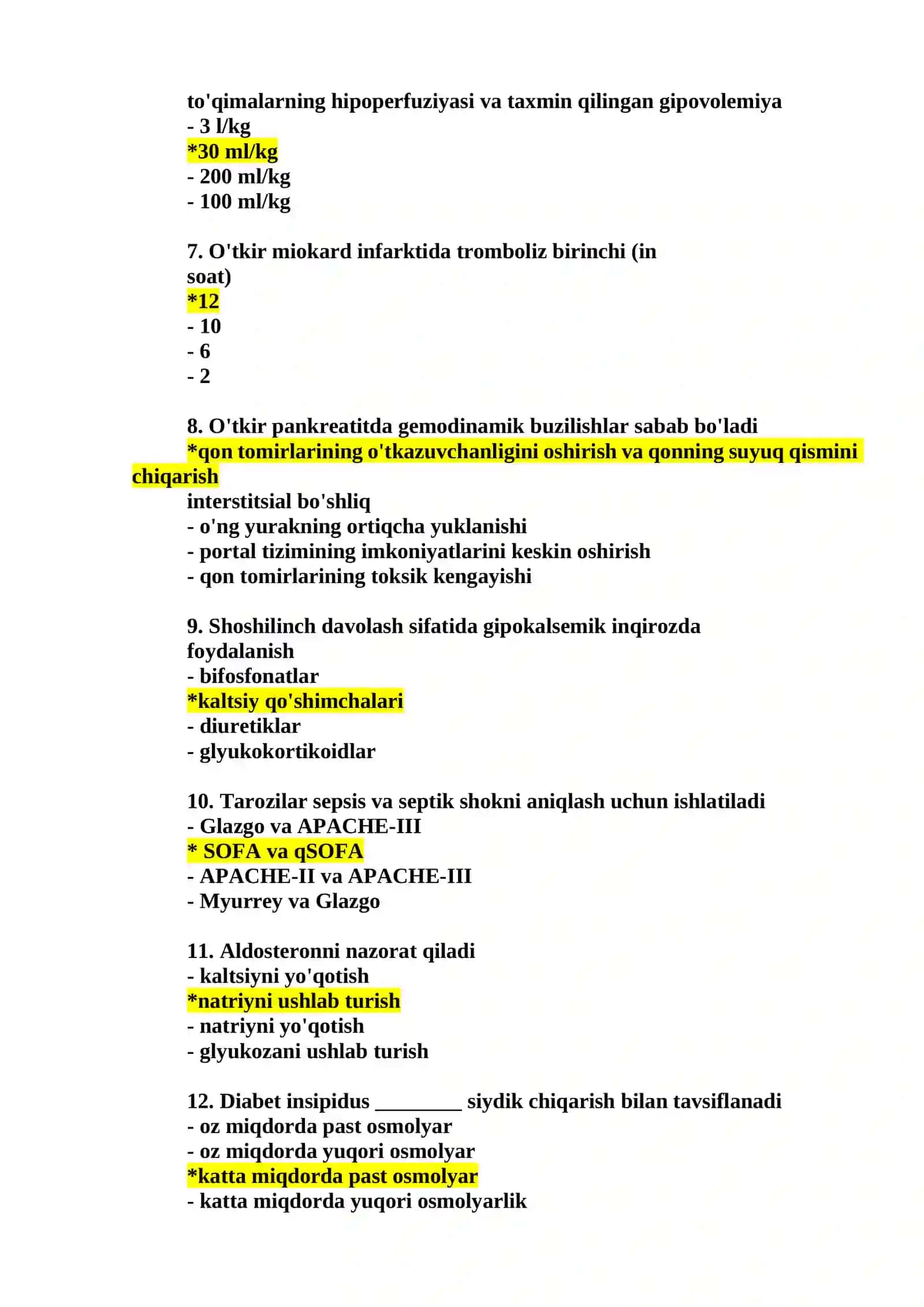 Anesteziologiya va reanimatologiya mutaxassisligi test argos. 2