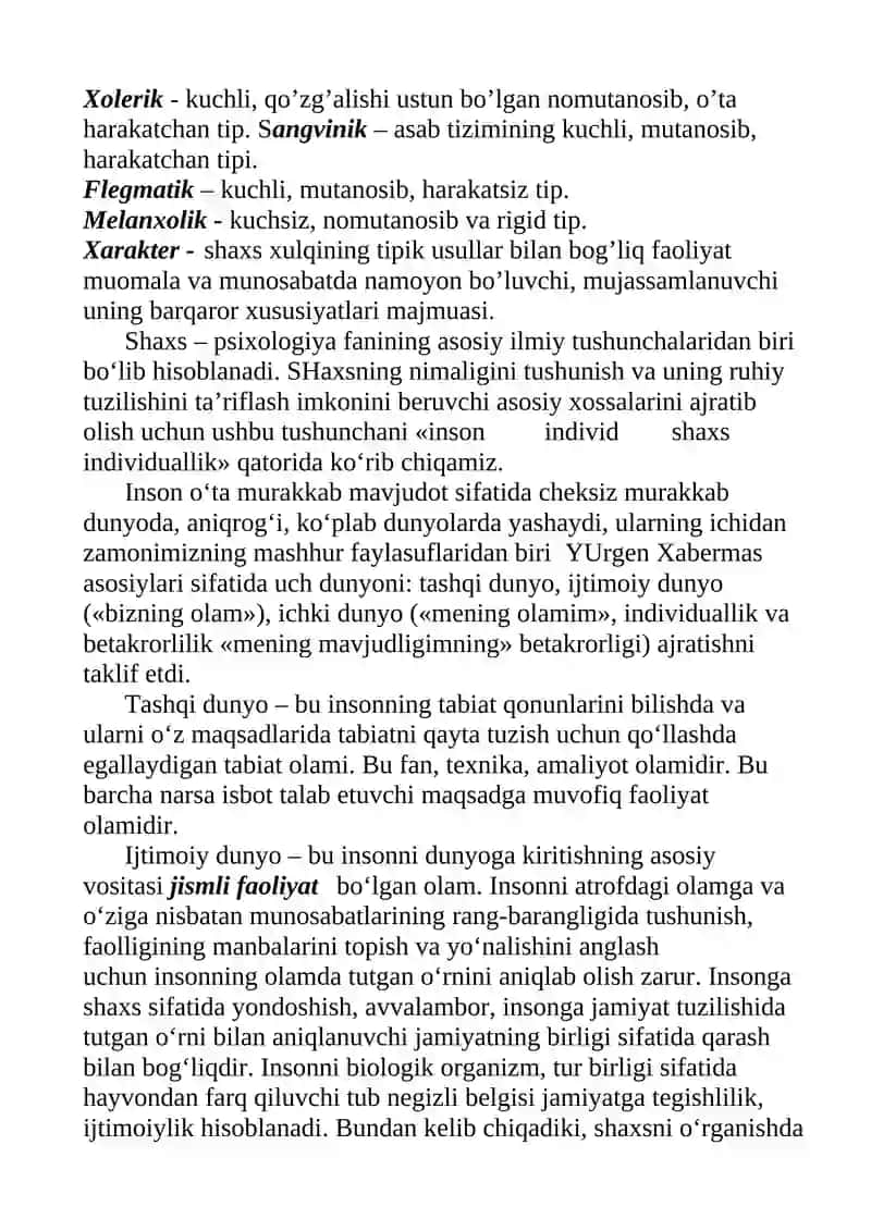 Xarakterning olimlar tomonidan talqin qilinishi 2