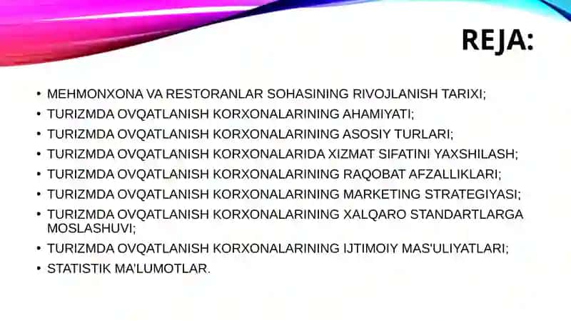 TURIZMDA OVQATLANISH KORXONALARI 2