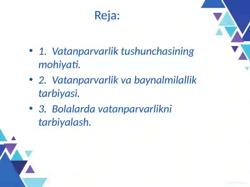 BOLALARNI VATANPARVARLIK RUHIDA TARBIYALASHDA MTTNING O’RNI TAYYORLADI:BARATOVA A.X. 2