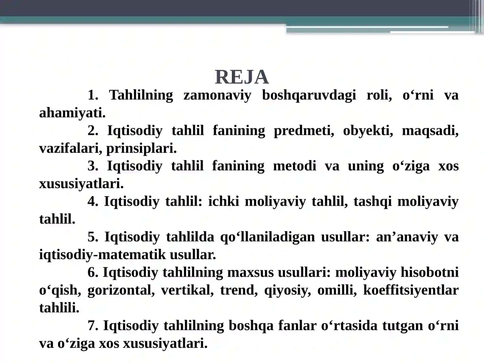 Iqtisodiy tahlil fanining nazariy asoslari 2