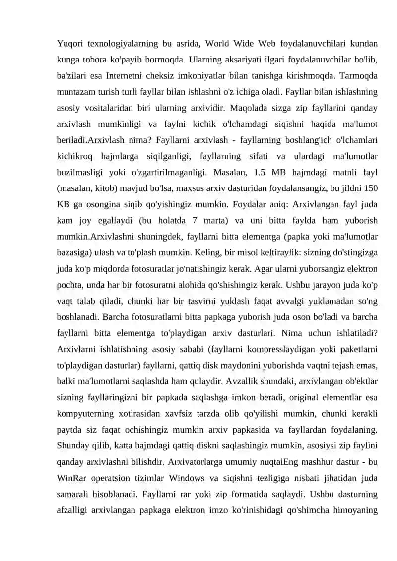 Fayllarni arxivlash va arxiv fayllarni ochish 2