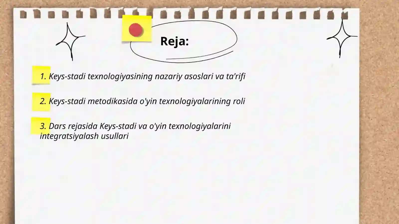 Keys-stadi texnologiyasi.Óyin texnologiyasi 2