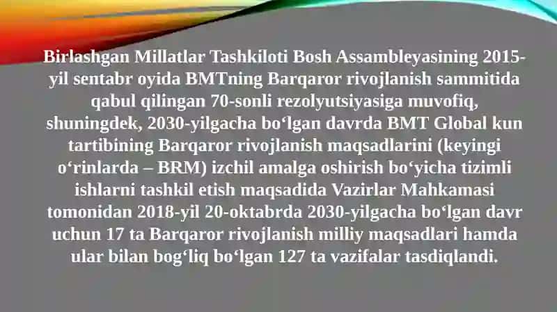 Barqaror rivojlanish vazifasi 2