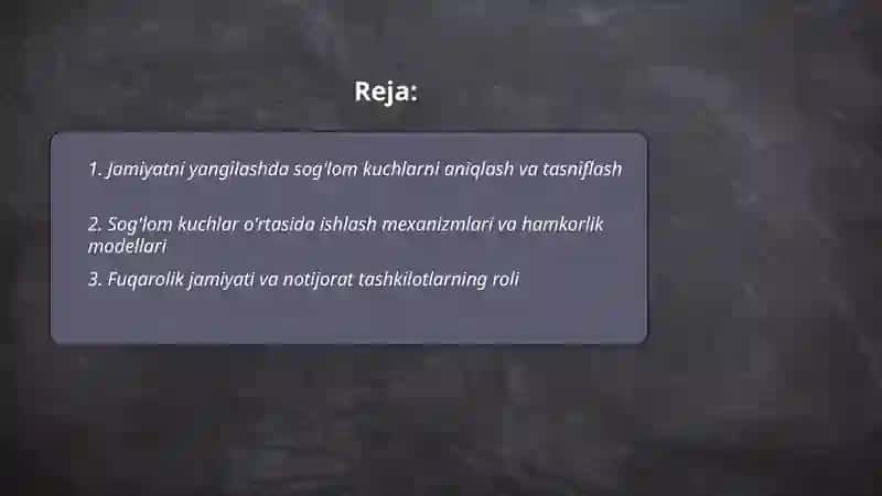 Jamiyatni yangilash uchun kurashayotgan barcha sog'lom kuchlarni birlashtirish zarur 2
