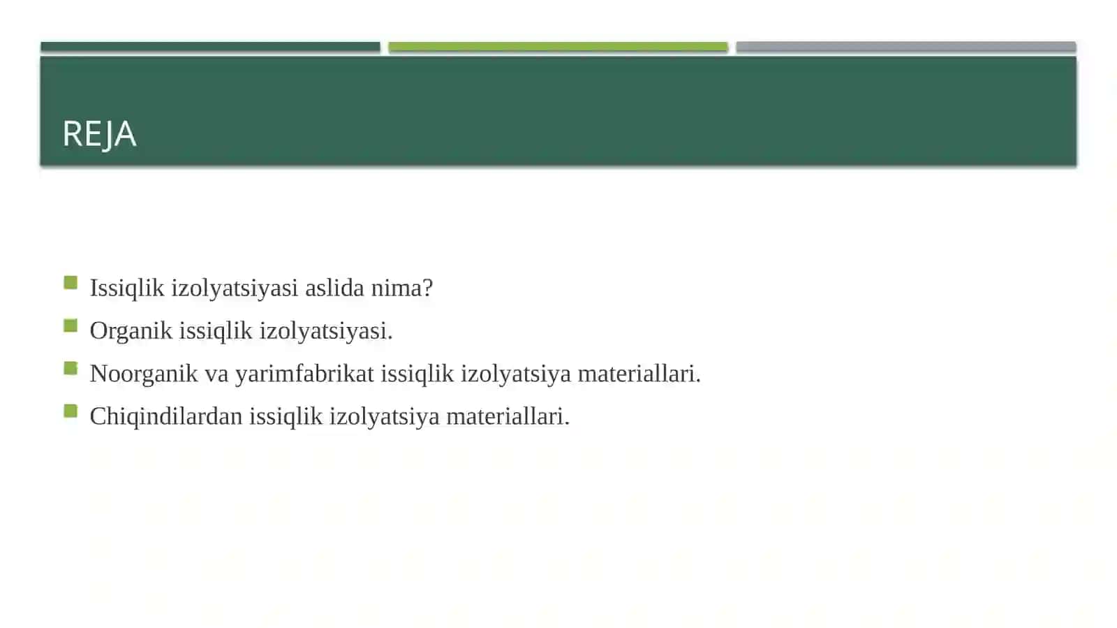 Chiqindilar, yarim fabrikat va organik, noorganik xom ashyo dan issiqlik izolyatsiyamateriallari 2