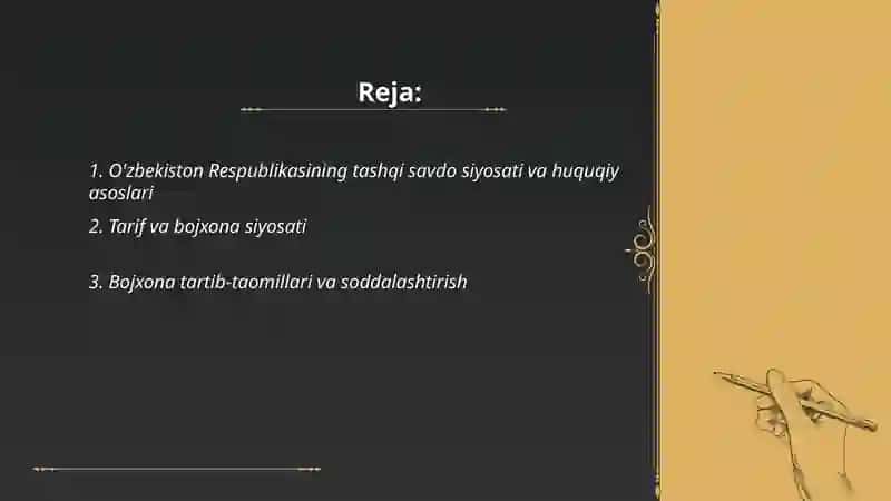 O'zbekiston Respublikasining tashqi savdo siyosati 2