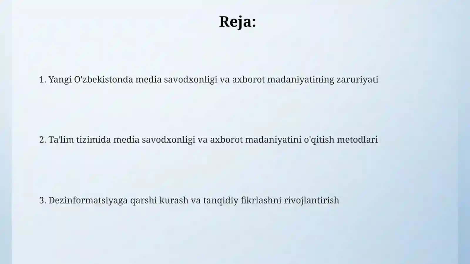 Yangi O'zbekistonda media savadxonlik va axborot madanyat fanining oʻqitilish ahamiyati 2
