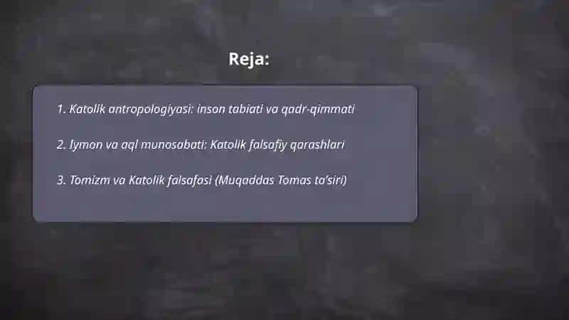 Katolikda diniy-falsafiy talimoti 2