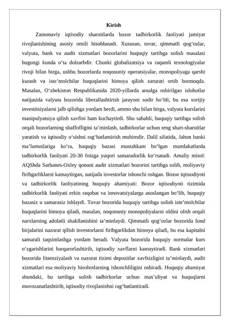 Bozor tadbirkorlik faoliyati 2