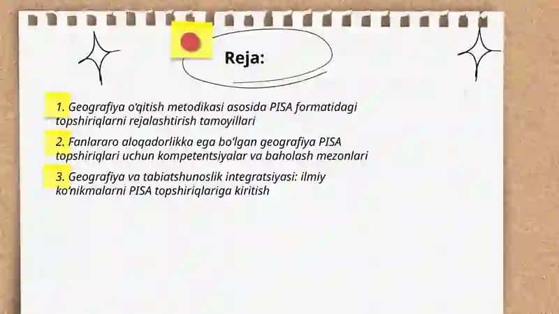 Geografiya o‘qitish metodikasi fani dominantligida fanlararo aloqadorlikka asoslangan PISA topshiriqlarini tuzish 2