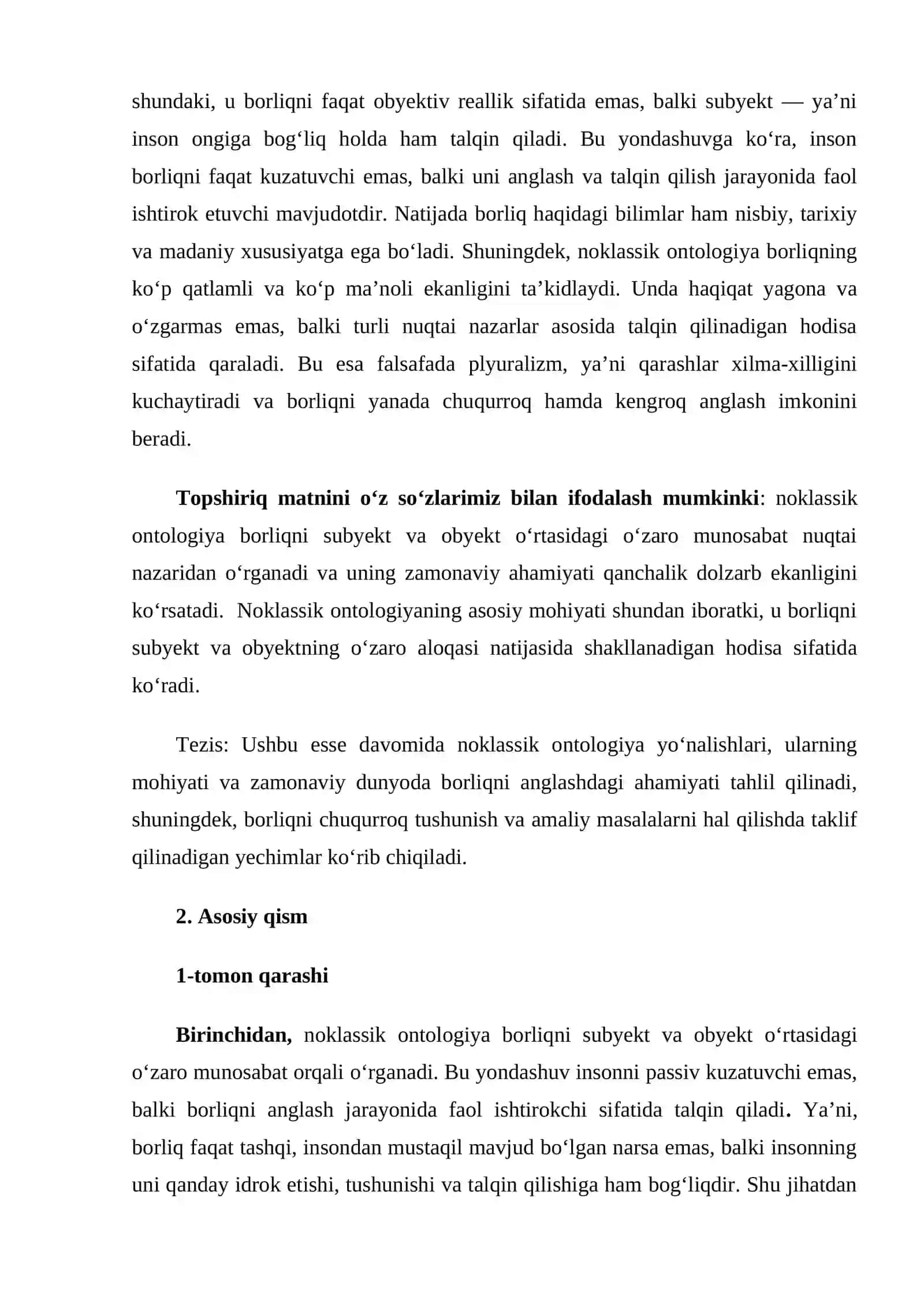 NOKLASSIK ONTOLOGIYANING YO‘NALISHLARI VA MOHIYATI 2
