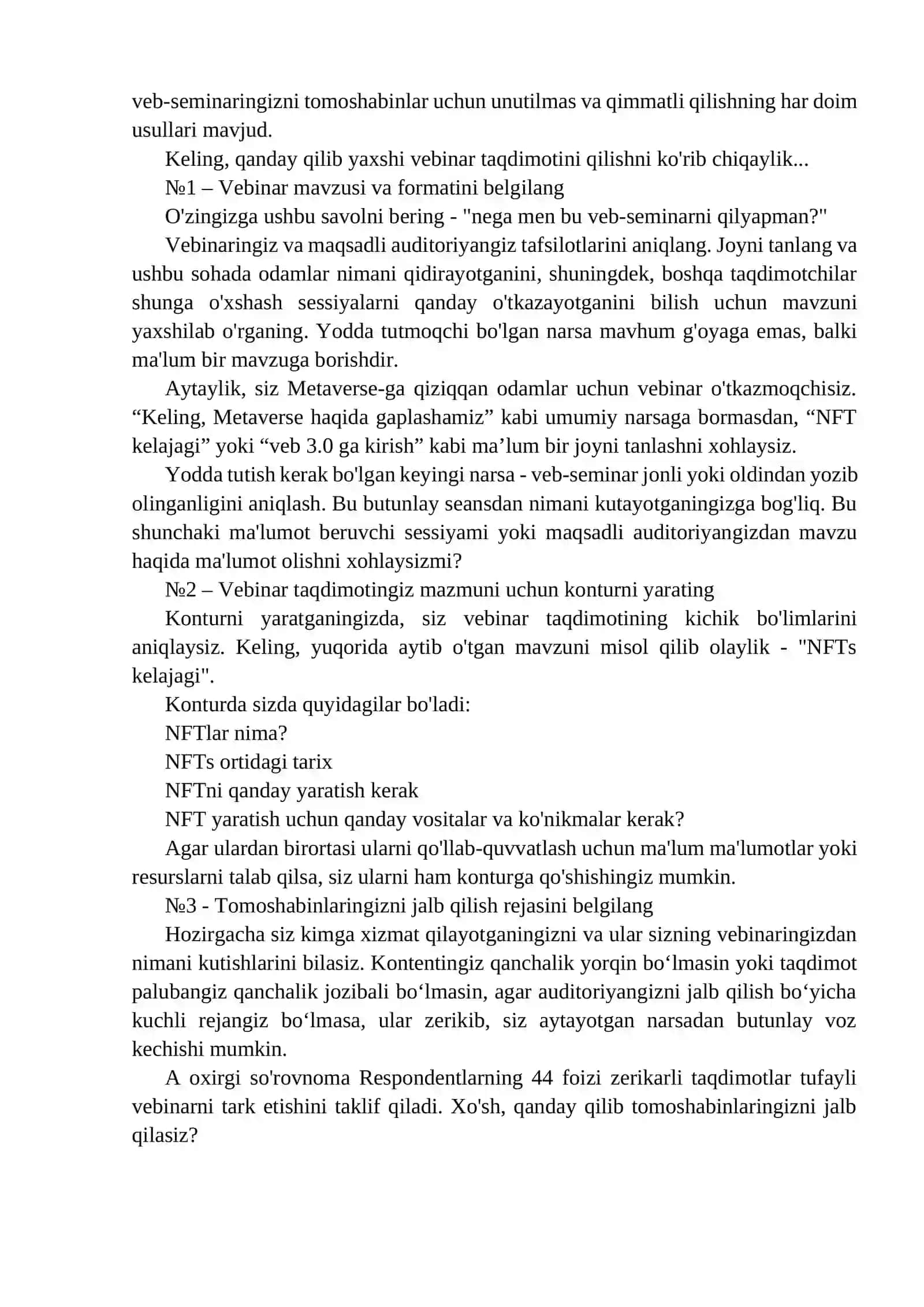 15-Amaliy mashg`ulot. Vebinar va ZOOM platformalarida ishlash asoslari 2