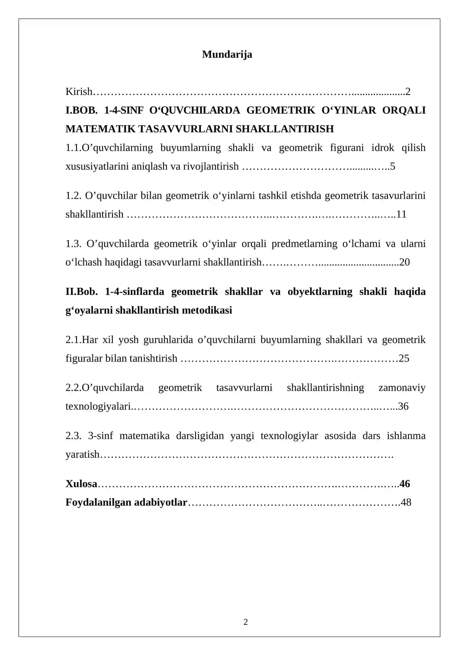 1-4-sinf o‘quvchilarga geometrik figuralar elementar matematik tasavvurlarni shakllantirish metodikasi 2
