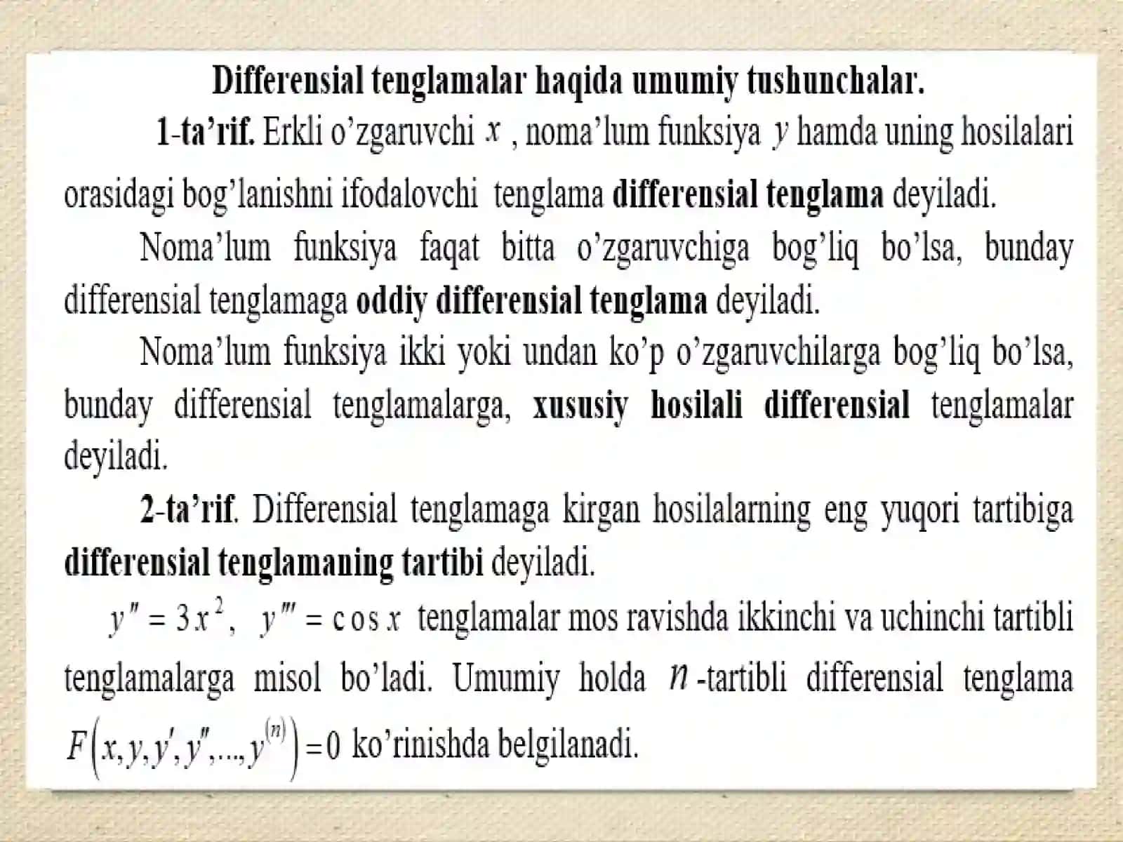 Differensial tenglamalar 2