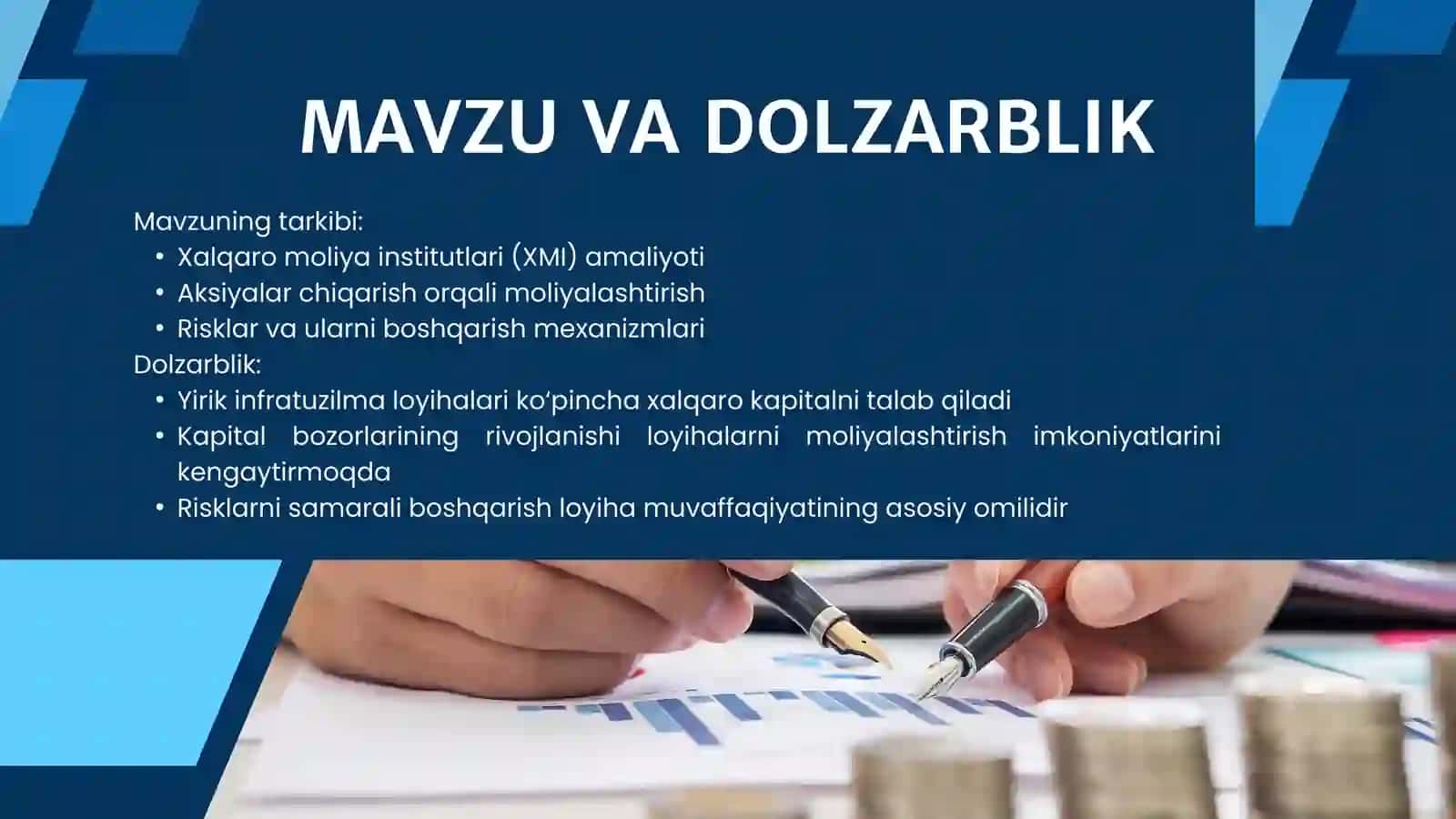 Xalqaro moliya institutlari (XMI) amaliyoti 2