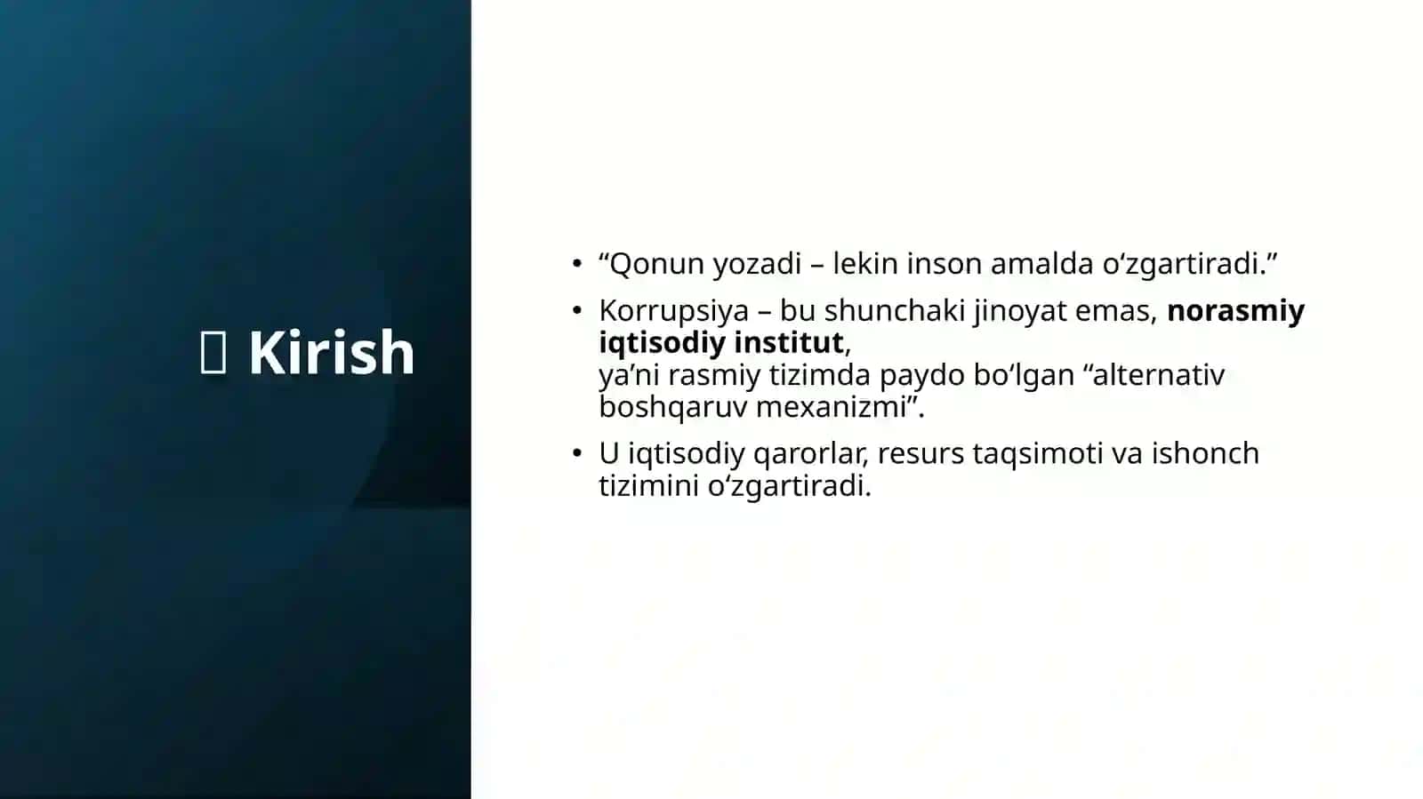 Korrupsiya iqtisodiy institut sifatida sabablari, oqibatlari va nazorat mexanizmlari 2