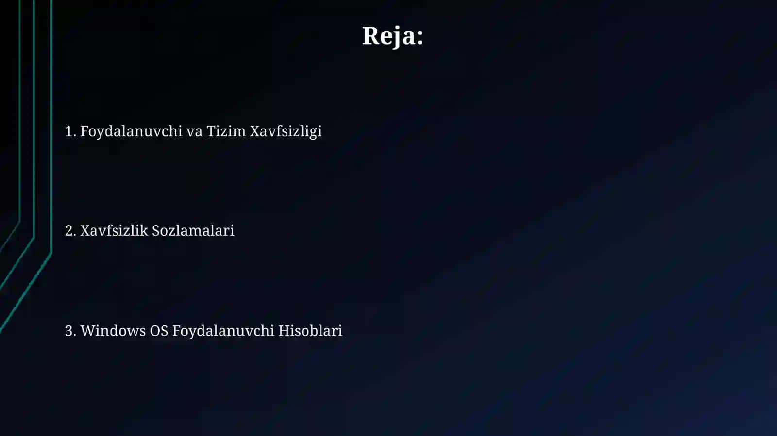 Windows OS da foydalanuvchi va xavfsizlik sozlamalari 2