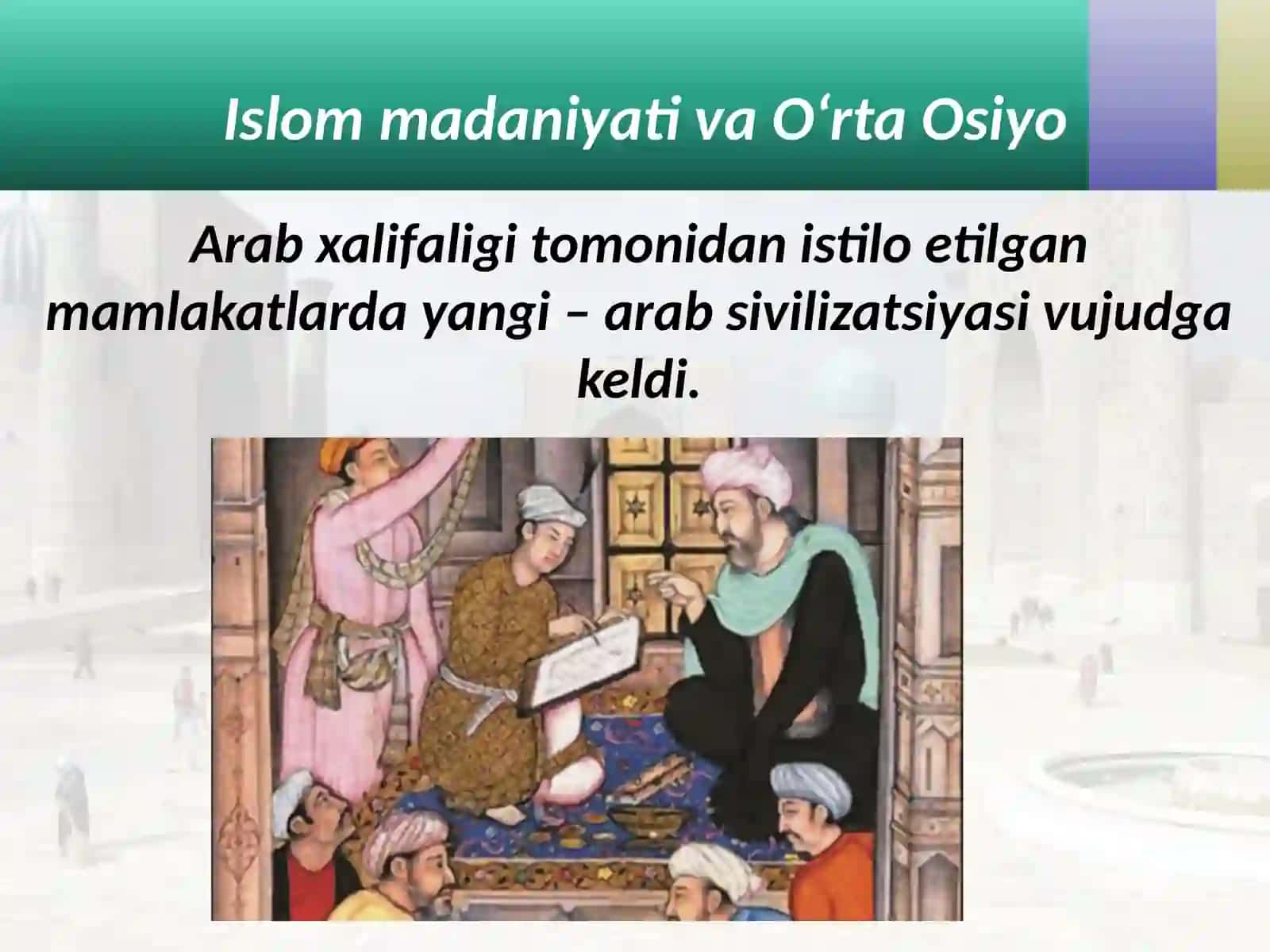 7-sinf Jahon tarixi Osiyo mamlakatlari madaniyati dars taqdimot 2