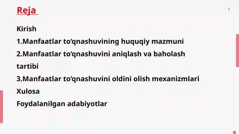 KORRUPSIYAGA QARSHI KURASHISHDA MANFAATLAR TO‘QNASHUVINI OLDINI OLISHGA DOIR CHORA-TADBIRLAR 2