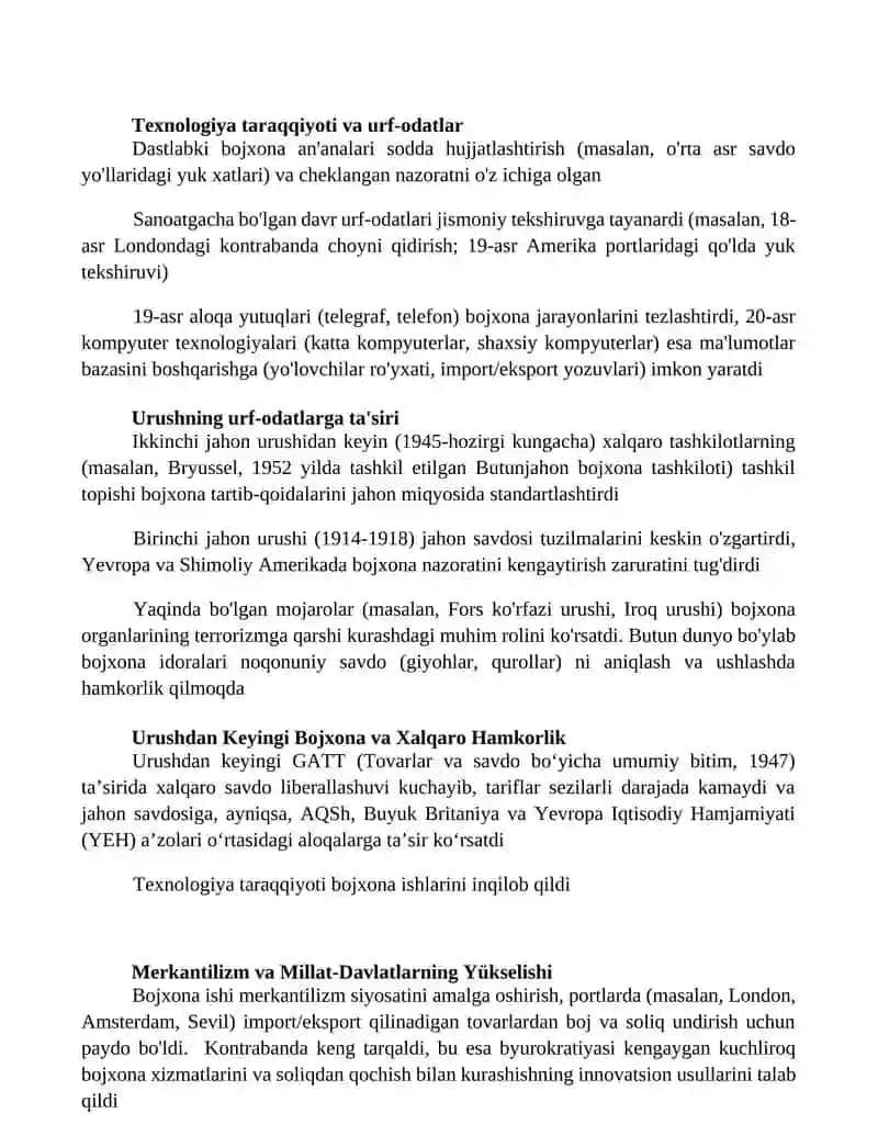 Bojxona ishini vujudga kelish tarixi 2
