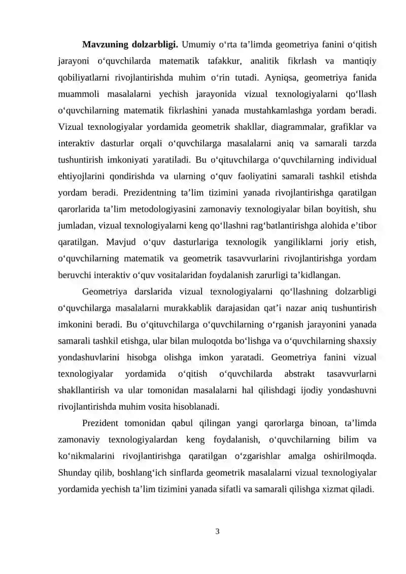 Geometriya fanining boshlang‘ich sinflatlarida vizual texnologiyalar yordamida muammolarni yechish 2